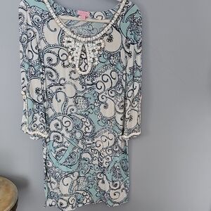 Lilly Pulitzer Blue and Cream Paisley Tunic